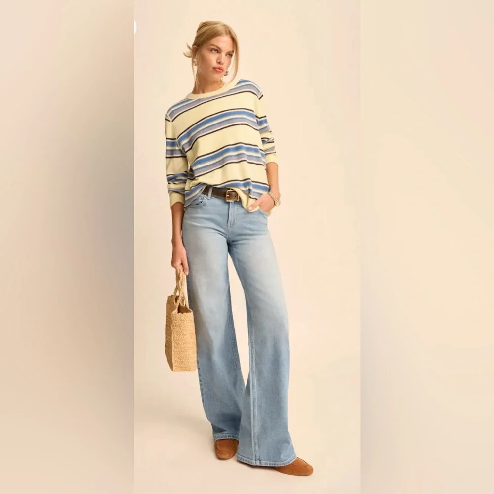 Reformation Boyfriend Cashmere Sweater in Parmesan Stripes - Picture 2 of 5